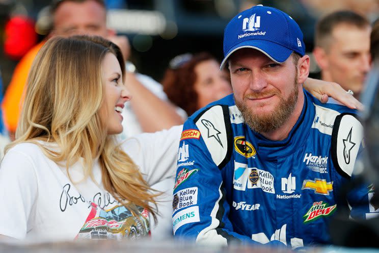 Dale and Amy Earnhardt before a 2015 Bristol race. (Getty)