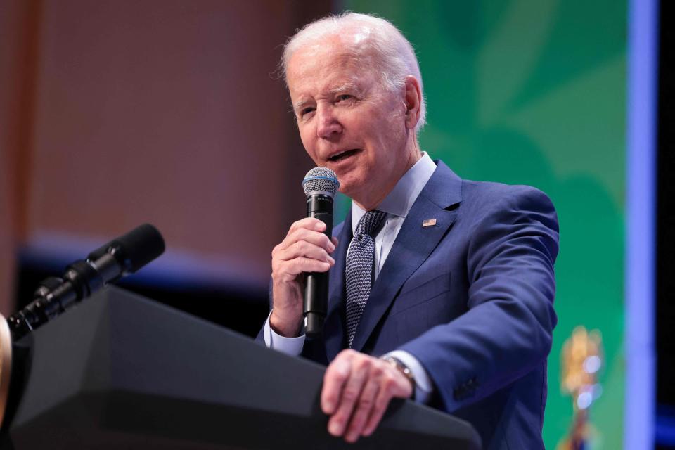 US President Joe Biden speaks during the White House Conference on Hunger, Nutrition, and Health at the Ronald Reagan Building in Washington, DC, September 28, 2022. (Photo by Oliver Contreras / AFP) (Photo by OLIVER CONTRERAS/AFP via Getty Images) ORIG FILE ID: AFP_32KB6VH.jpg