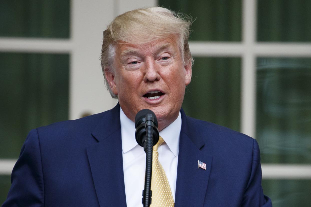 President Donald Trump speaks during an event about the census in the Rose Garden at the White House in Washington, Thursday, July 11, 2019. (AP Photo/Carolyn Kaster)