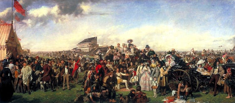 Detailed painting of The Derby and attendees.