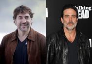 No es casualidad que Javier Bardem y Jeffrey Dean Morgan interpreten a villanos. Los dos actores tienen el mismo perfil de tipo duro, un aspecto que les valió sus papeles de malos en 'No es país para viejos' (2007) y 'The Walking Dead' (2010-), respectivamente. (Foto: Claude Medale / Jason LaVeris / Getty Images).