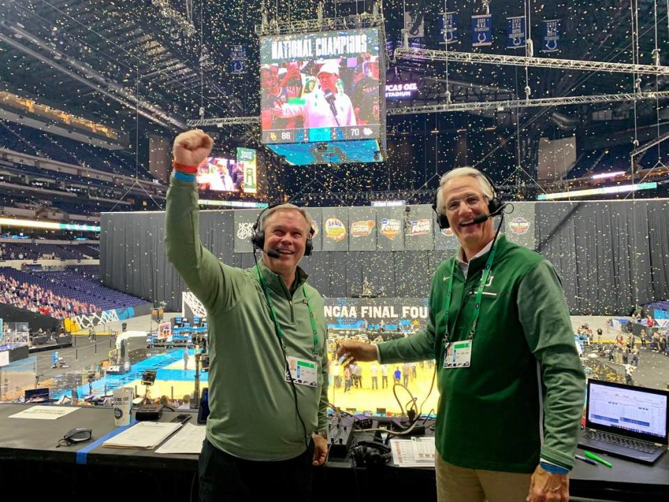 Baylor basketball play-by-play announcer John Morris, left, grew up in Danville. Color commentator, Pat Nunley, is at right.