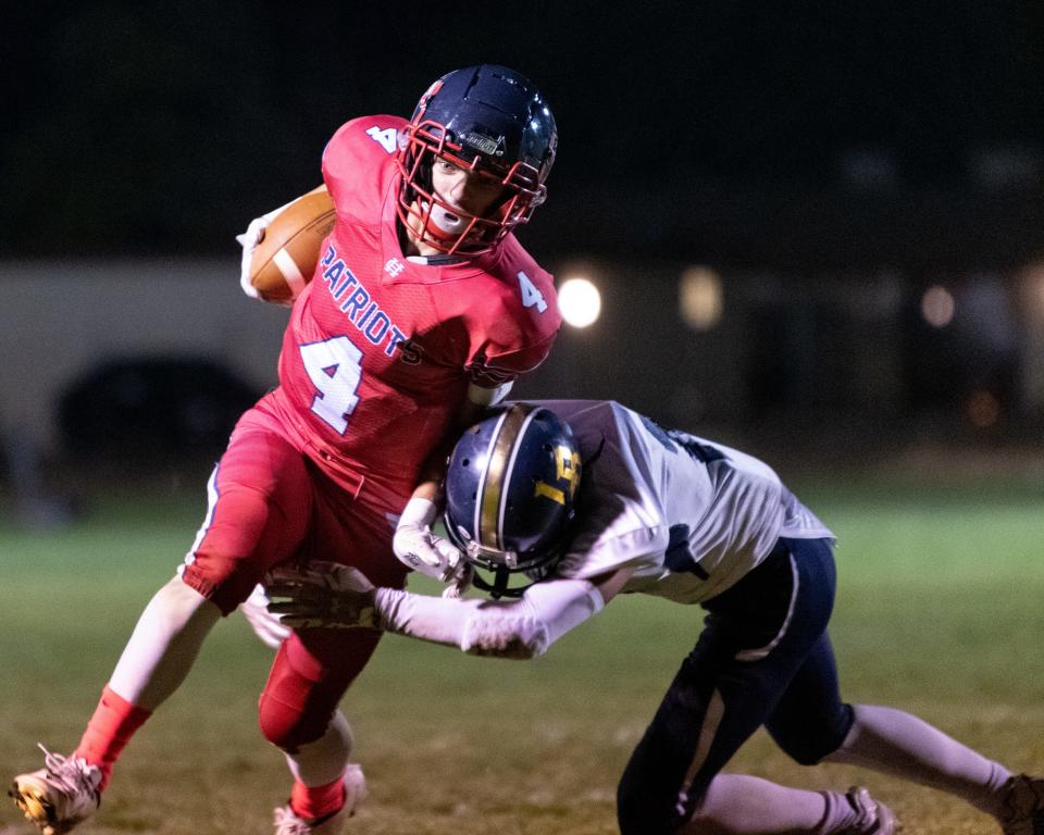 Hesperia Christian's Ayden Ortega runs the ball up field against Lancaster Baptist on Thursday, Oct. 13, 2022.