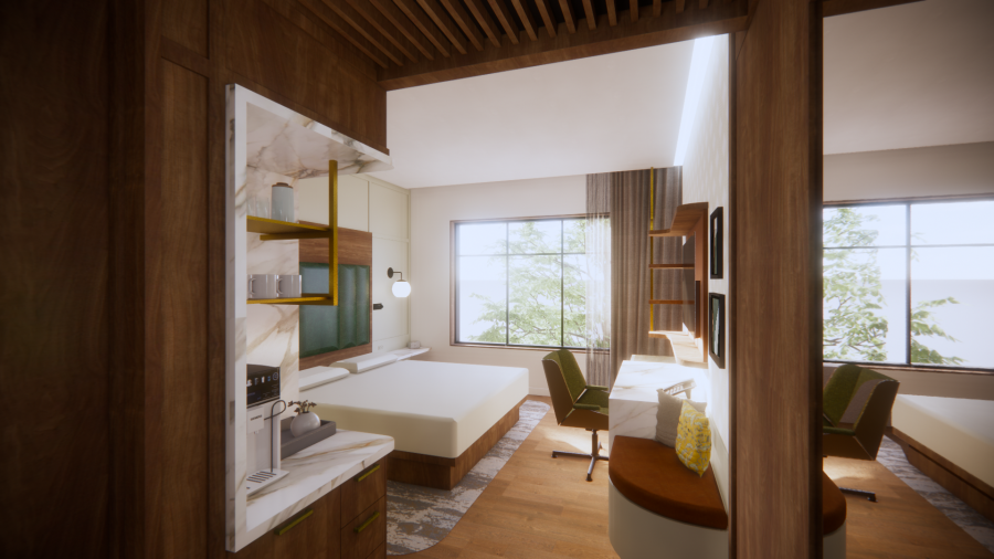 A rendering of a room inside the Ada Hotel. (Courtesy Ada Hotel/OTJ)