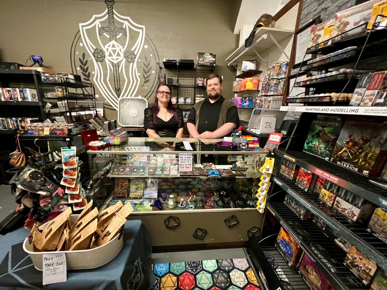 Muletown Hobbies and Toys co-founders Mandi Duncan and Michael Waggoner invite customers to shop all things gaming, including tabletops classics, video games and more as the store opens in the Columbia Arts Building.