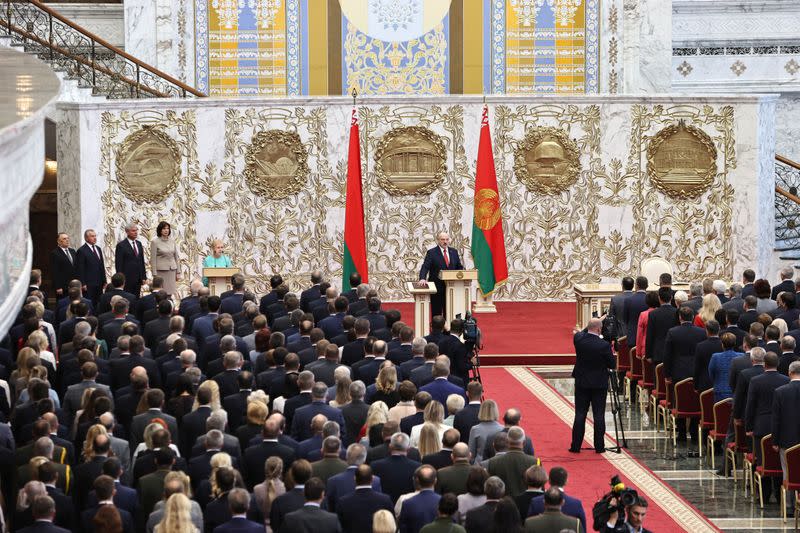 Belarusian President Lukashenko attends a swearing-in ceremony in Minsk