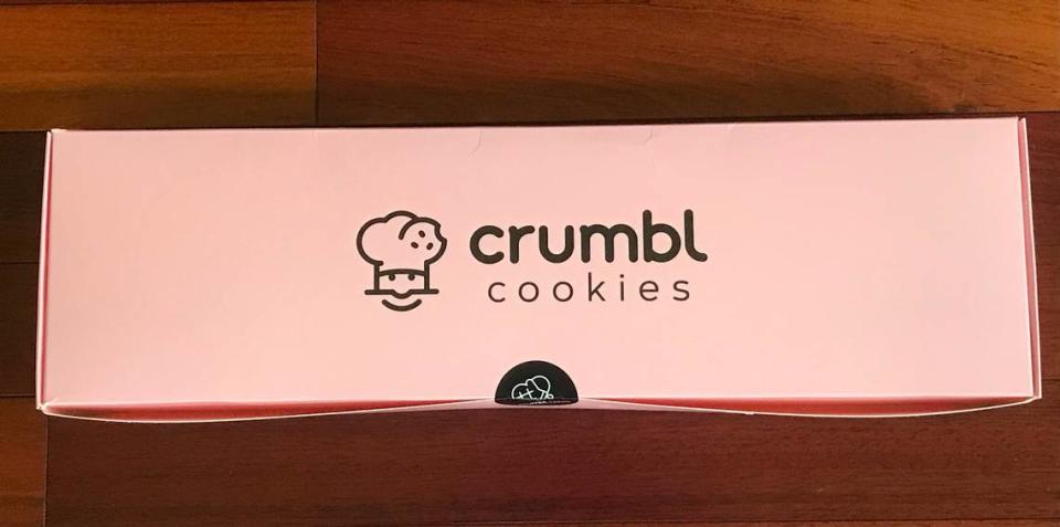 Crumbl Cookies packages its baked goods in oblong pink boxes like this one. The popular chain’s Paso Robles store will open its doors on Friday, March 31, 2023.