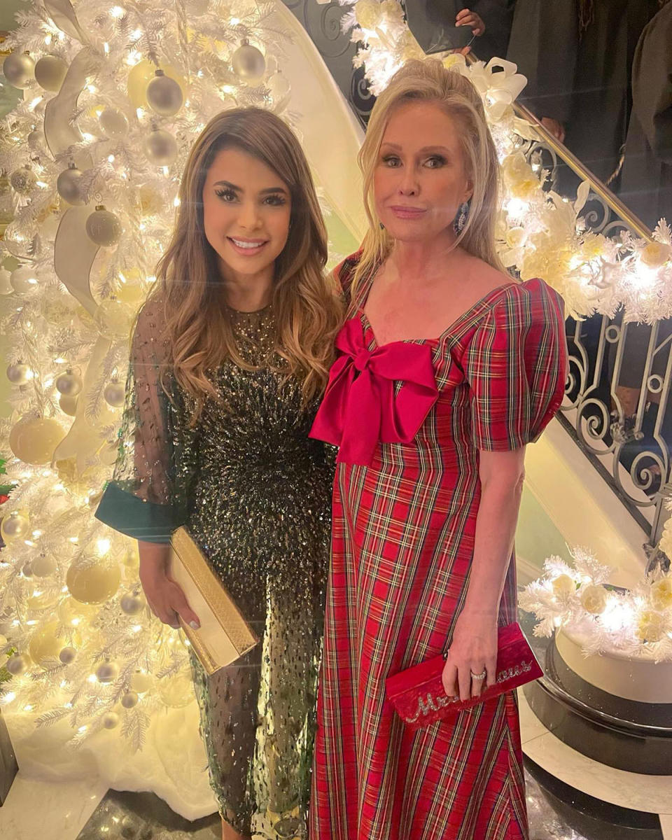 Paula Abdul and Kathy Hilton at a holiday party