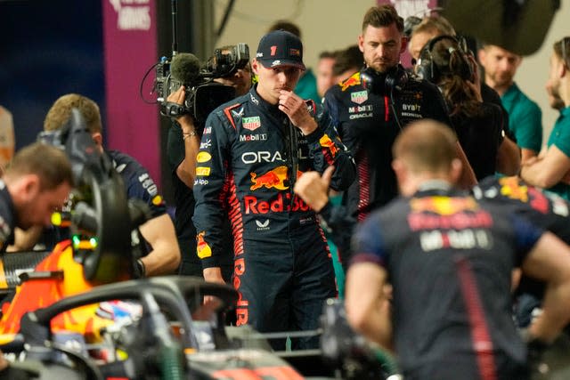 Max Verstappen in the Red Bull garage