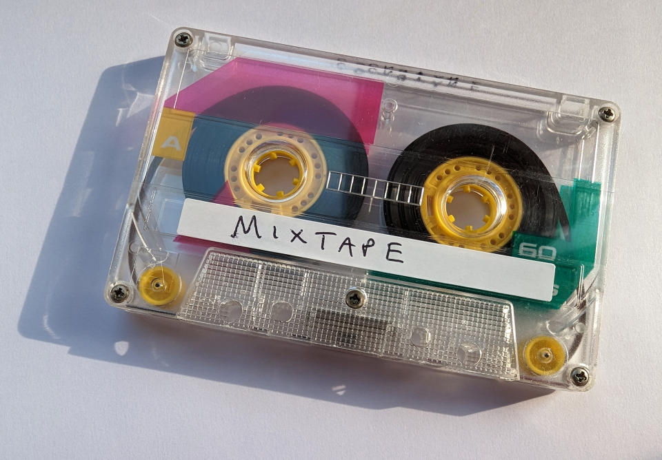 Cassette tape with "MIXTAPE" label, evoking nostalgia for past music recording practices