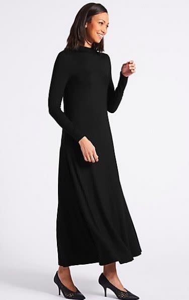 12) Jersey turtle neck tunic maxi dress