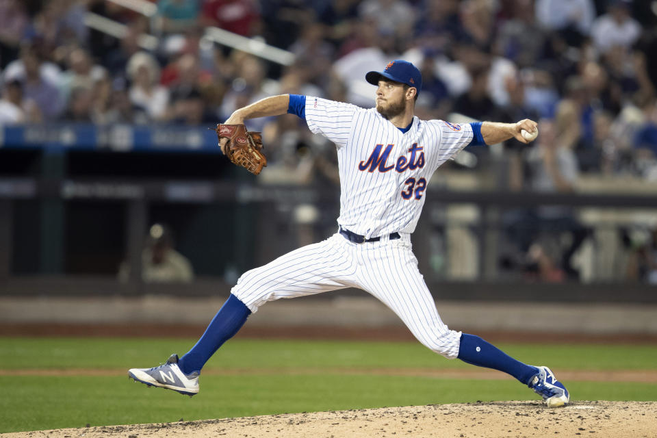 New York Mets starting pitcher Steven Matz delivers against the Cleveland Indians during the sixth inning of a baseball game, Tuesday, Aug. 20, 2019, in New York. (AP Photo/Mary Altaffer)