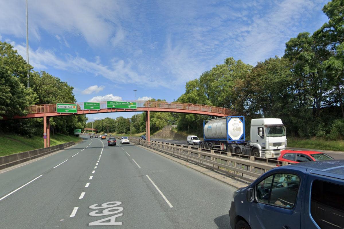 The rock was thrown from a bridge over the A66 in Middlesbrough. <i>(Image: GOOGLE)</i>