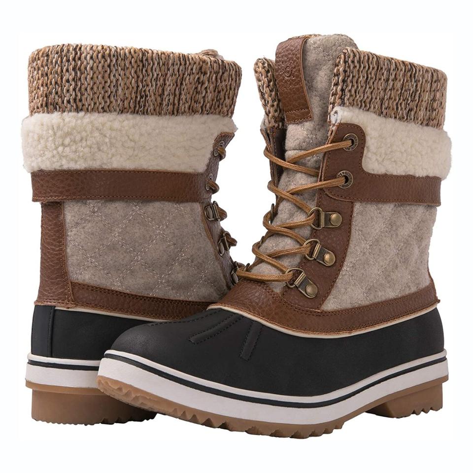 GLOBALWIN Women's Waterproof Winter Snow Boots in Beige Brown