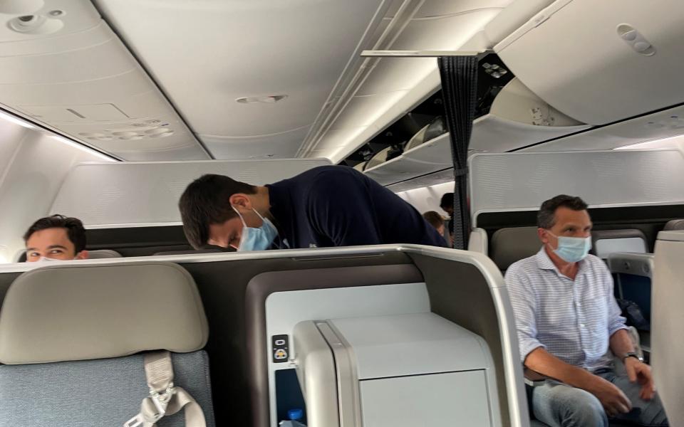 Serbian tennis player Novak Djokovic is seen after boarding a plane - Reuters