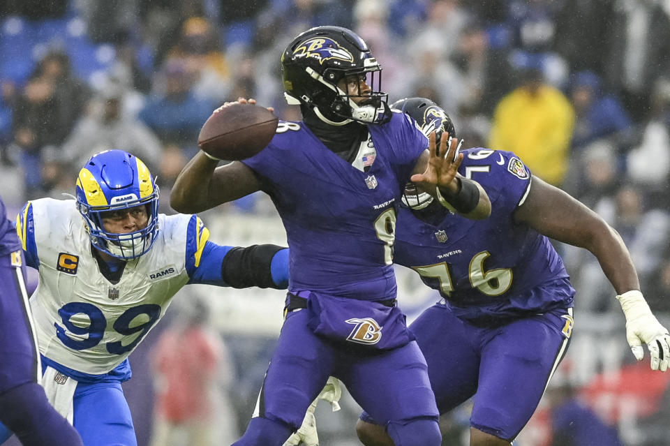 Lamar Jackson boosted his MVP case on Sunday with a big game against the Rams. (Tommy Gilligan/Reuters)