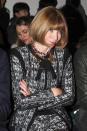 <b>Anna Wintour</b><br><br>The US Vogue editor donned a boucle suit with pussybow and embellished jewellery at the Creatures of the Wind show.<br><br>Image © Rex