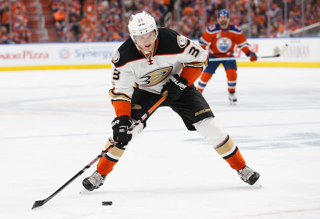 EDMONTON, AB – MAY 7: Jakob Silfverberg #33 of the Anaheim Ducks skates against the Edmonton Oilers in Game Six of the Western Conference Second Round during the 2017 NHL Stanley Cup Playoffs at Rogers Place on May 7, 2017 in Edmonton, Alberta, Canada. (Photo by Codie McLachlan/Getty Images)