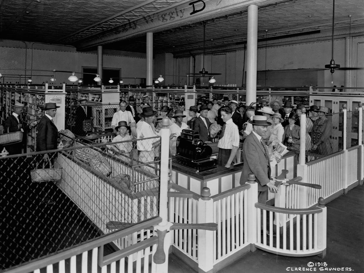 An archive image of a Piggly Wiggly store, circa 1918. The chain opened the first self-service supermarket in September 1916. (Getty Images)