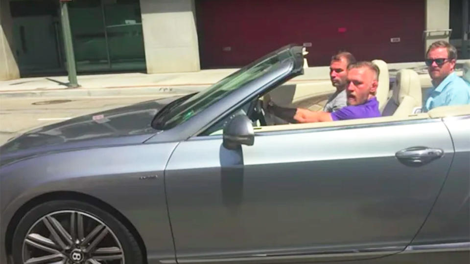 Conor McGregor seen driving his Bentley with friends in 2015. 