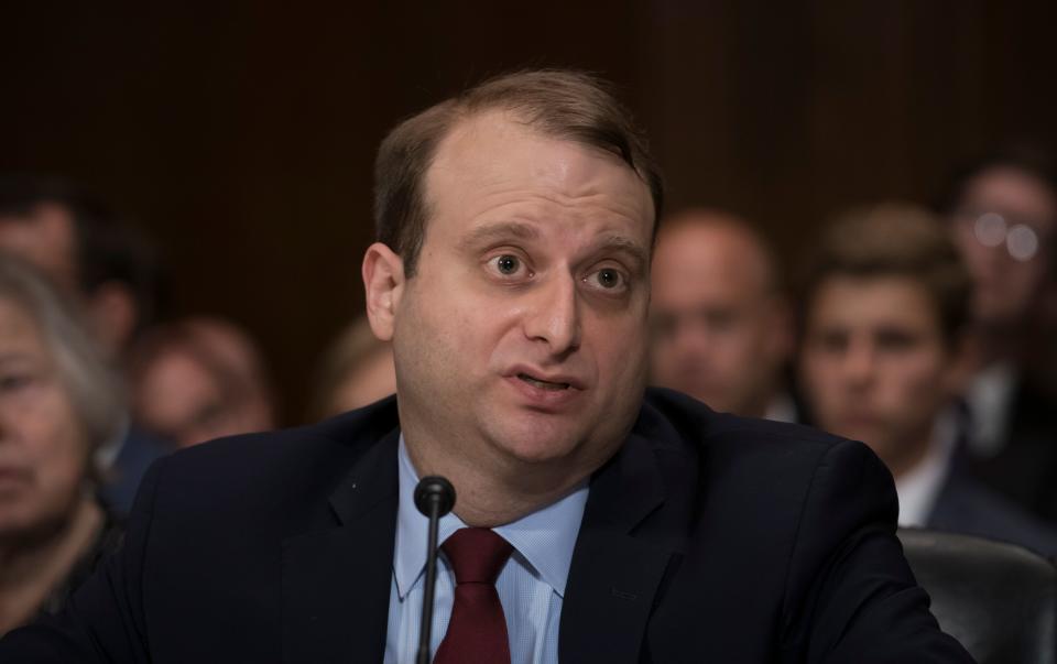 White House lawyer Steven Menashi won a party-line vote in the Senate Judiciary Committee that moves his nomination forward. (Photo: J. Scott Applewhite/ASSOCIATED PRESS)