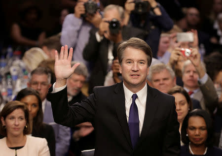 Supreme Court nominee Judge Brett Kavanaugh is sworn in before the Senate Judiciary Committee during his Supreme Court confirmation hearing in the Hart Senate Office Building on Capitol Hill in Washington, DC, U.S., September 4, 2018. Chip Somodevilla/Pool via REUTERS