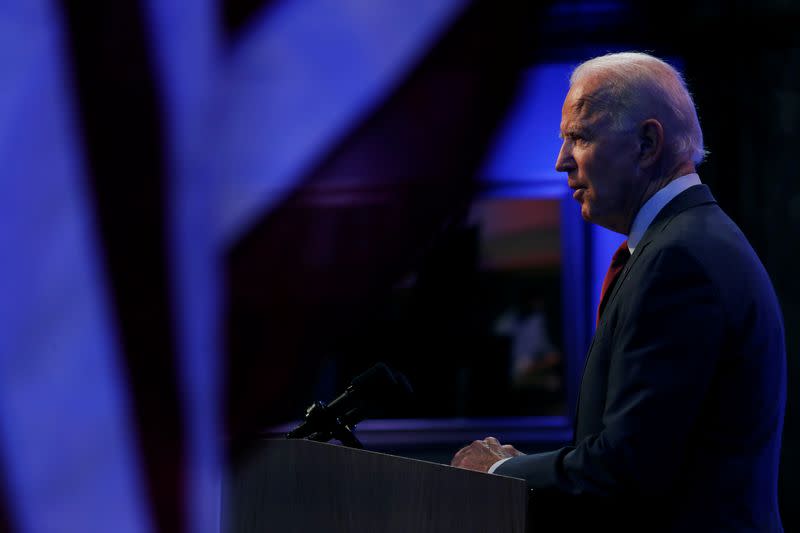 U.S. Democratic presidential candidate and former Vice President Joe Biden delivers speech on Supreme Court in Wilmington