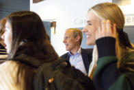 Minnesota Secretary of State Steve Simon talks to students after a Q&A with members of Voterama, a student group focused on voter advocacy and awareness at Breck School in Golden Valley, Minn. Friday, Dec. 1, 2023. (AP Photo/Nicole Neri)