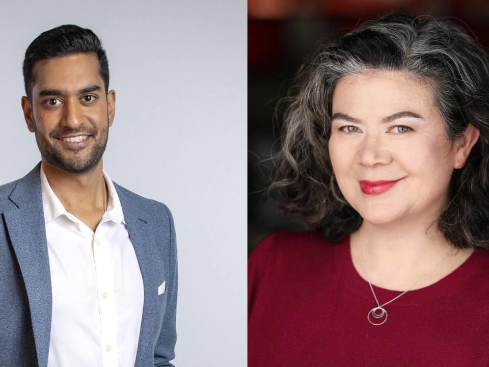 Jason D'Souza is the new host of All Points West in Victoria and Margaret Gallagher will become the voice of North by Northwest, broadcasting province-wide in January. (Steve Carty/CBC News - image credit)