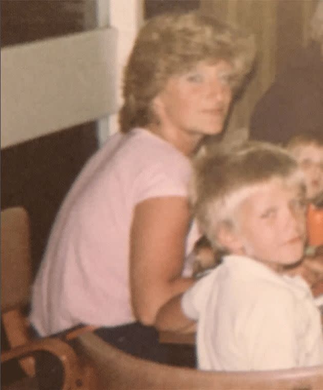 Flashback photo of Sandra West and son David Beckham. Photo: Instagram