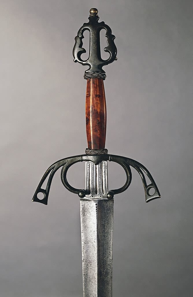 closeup of a steel sword