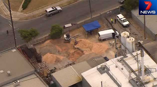 Police excavating the site at North Plympton. Photo: 7News.