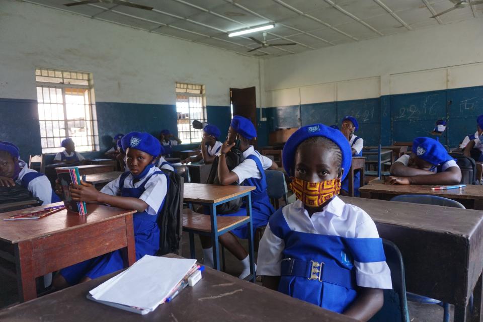 Students at the  Freetown Secondary School for girls in Freetown in October, 2020.