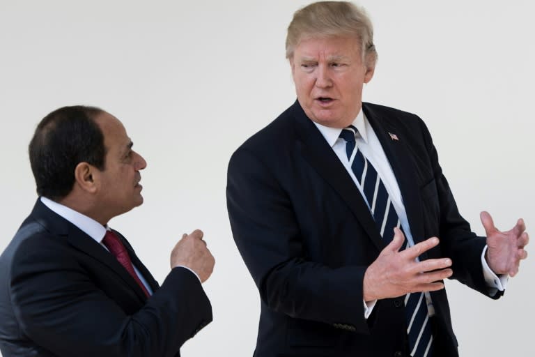 "You have a great friend and ally in the United States and in me," President Donald Trump told Egypt's President Abdel Fattah al-Sisi (L), sweeping aside his predecessor Barack Obama's concerns about Sisi's purge of political opponents