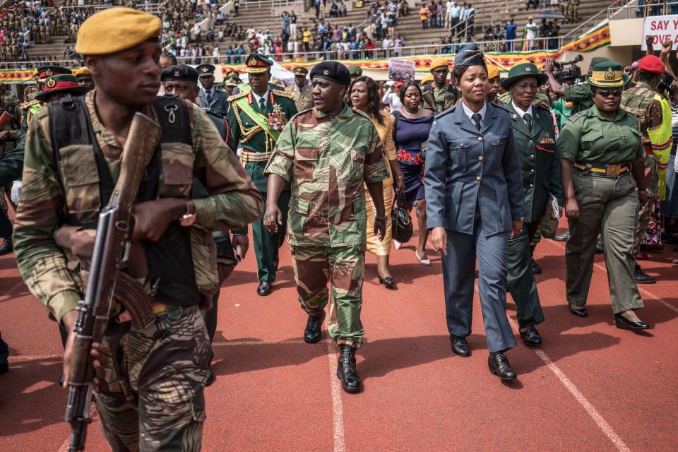 <p>Zimbabwe Army Chief of Staff General Constantino Chiwenga arrives at the National Sport Stadium in Harare, on Nov. 24, 2017 during an inauguration ceremony. (Photo: Zinyange AuntonyAFP/Getty Images) </p>