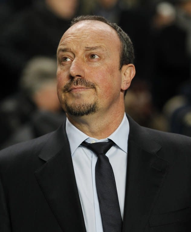 Chelsea manager Rafael Benitez awaits kick-off ahead of the UEFA Champions League match at home to FC Nordsjaelland on December 5. The Spaniard must halt a decline that has left Chelsea without a win in their last seven Premier League games or face more questions about his ability to see out the full term of his seven-month contract