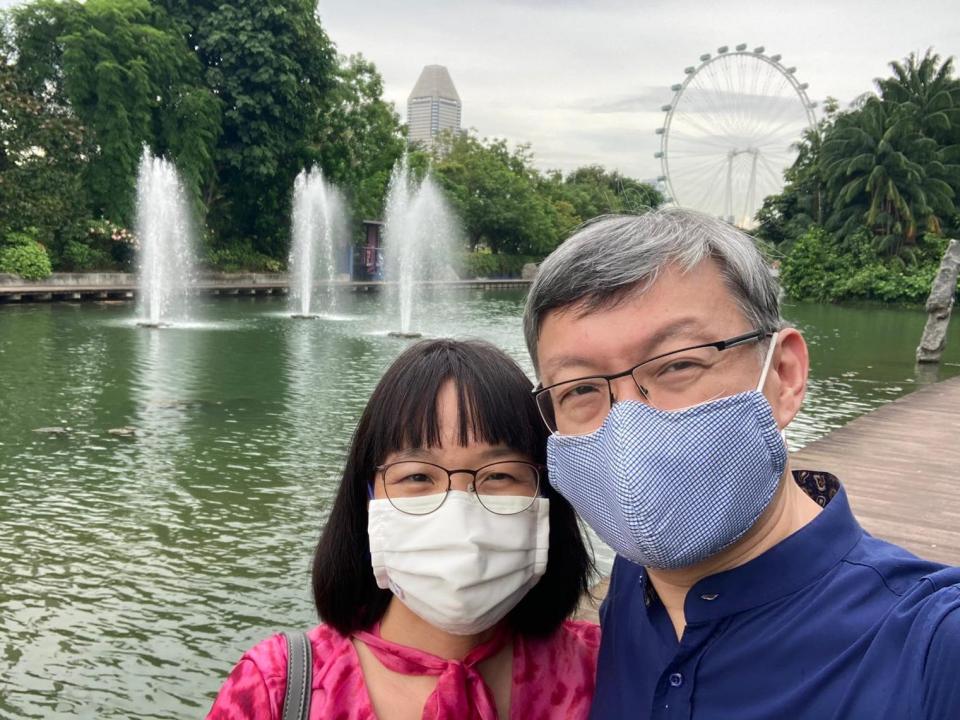 Dr Lim and husband at Gardens by the Bay in Singapore