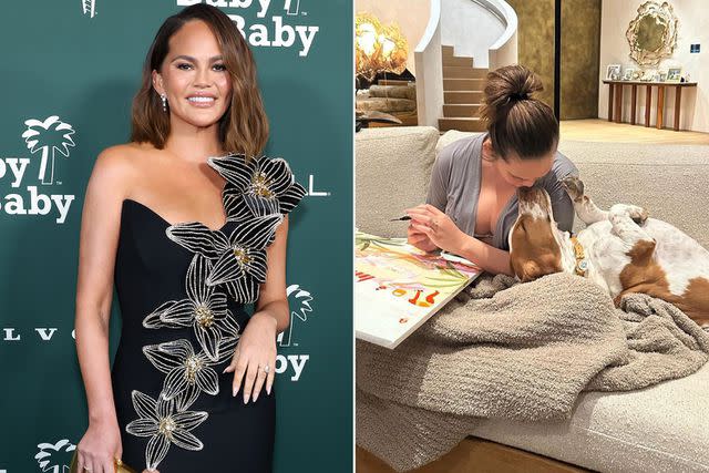 <p>Getty;Chrissy Teigen/Instagram</p> Chrissy Teigen says she has always loved basset hounds.