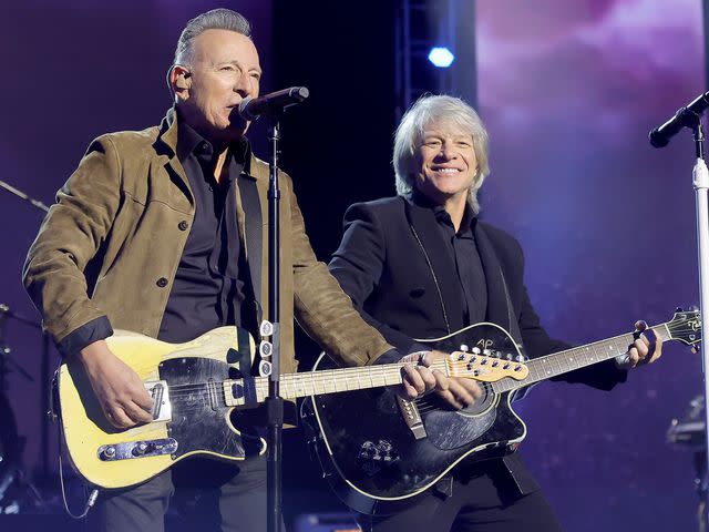 <p>Emma McIntyre/Getty</p> (L-R) Bruce Springsteen and Honoree Jon Bon Jovi perform during the 2024 MusiCares Person of the Year Honoring Jon Bon Jovi during the 66th GRAMMY Awards on February 02, 2024 in Los Angeles, California.