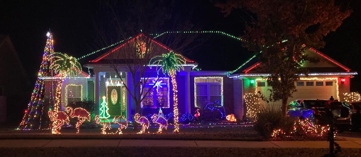 2023 Tour of Lights: Flamingos on parade at 1210 Stoney Creek Way.