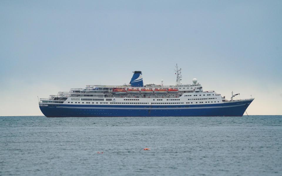 Cruise ship Marco Polo off the coast of Falmouth last year before it made its final voyage - HUGH R HASTINGS/GETTY