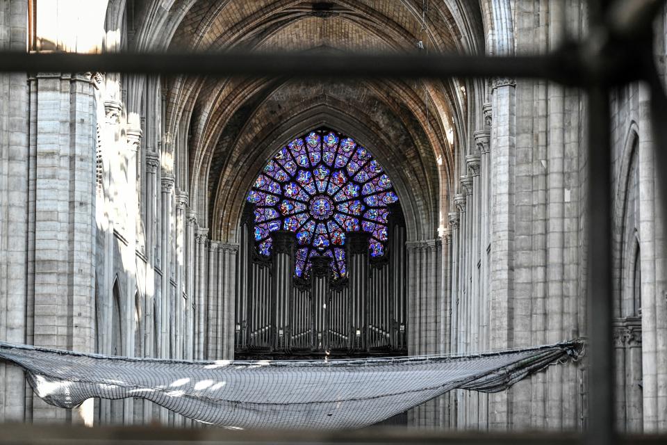 The big organ is pictured during preliminary work at the Notre Dame Cathedral, July 17, 2019 in Paris. (Photo: Stephane de Sakutin/Pool via AP)           