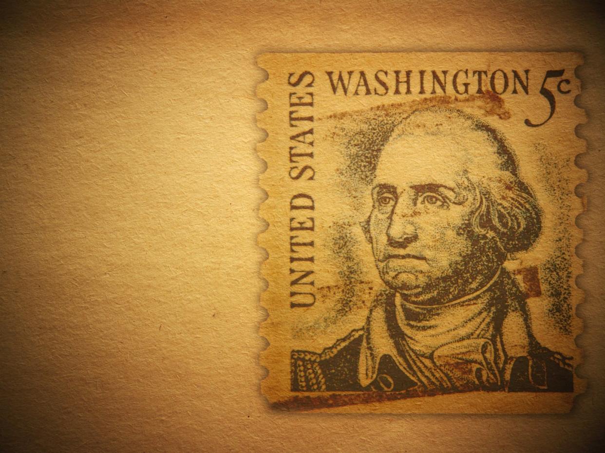 The practice of putting images of only deceased or allegorical people on U.S. stamps dates back to 1847. <a href="https://www.gettyimages.com/detail/photo/george-washington-stamp-royalty-free-image/105098680?phrase=U.S.+presidents+on+postage+stamps&adppopup=true" rel="nofollow noopener" target="_blank" data-ylk="slk:Schulte Productions/iStock via Getty Images Plus;elm:context_link;itc:0;sec:content-canvas" class="link ">Schulte Productions/iStock via Getty Images Plus</a>