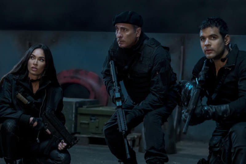 From left, Megan Fox, Andy Garcia and Jacob Scipio star in "Expend4bles." Photo courtesy of Lionsgate