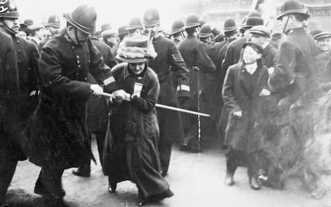 Suffragette outside the House of Parliament on Black Friday in 1910 - Credit: Heritage Images/Museum of London / Heritage Images