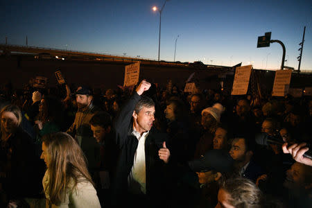 Beto O'Rourke, the Democratic former Texas congressman, participates in an anti-Trump march in El Paso, Texas, U.S., February 11, 2019. REUTERS/Loren Elliott