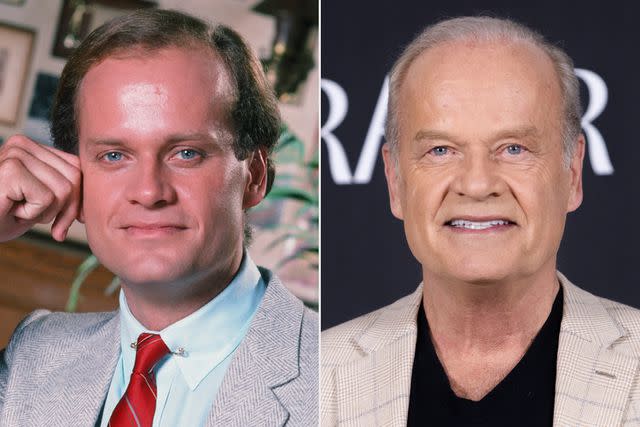 <p>NBCU Photo Bank/NBCUniversal via Getty; Aldara Zarraoa/Getty</p> Kelsey Grammer on Cheers and in 2023