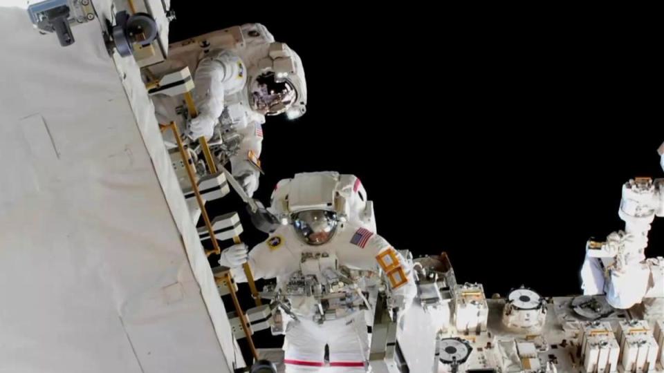 A historic spacewalk was scheduled to occur this week, with only womenoperating outside the ISS for the first time ever