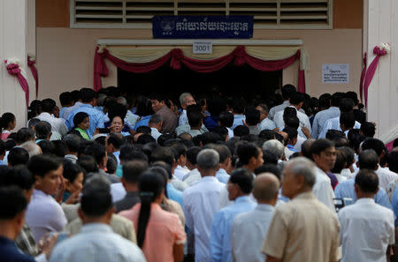 Commune counsellors attend a Senate election in Takhmao, Kandal province, Cambodia February 25, 2018. REUTERS/Samrang Pring