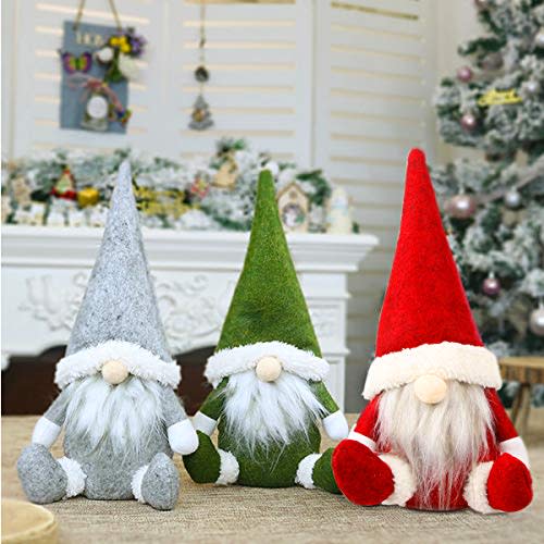Gnome Tree Topper, Gnome Christmas Tree Topper, Gnome Christmas Decorations,Funny  Christmas Tree Topper Gnome,Hand Made Christmas Decorations Holiday Home  Decor,Also be Used as Curtain Tie(Grey) 